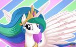  equine female feral friendship_is_magic horn horse looking_at_viewer mammal my_little_pony mysticalpha pony princess_celestia_(mlp) smile solo winged_unicorn wings 