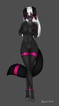  black_nipples breasts dark_grey_fur female long_ears nipples pink_fur_pattern ryusei_(artist) solo 