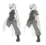 arceonn blue_eyes boots borrowed_character breasts combat_boots concept_art cropped_jacket cropped_legs eyepatch hair_down harness leotard long_hair multiple_views original pants pants_rolled_up silver_hair small_breasts variations very_long_hair 