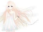  blonde_hair blue_eyes braid chain dress highres ia_(vocaloid) insect_wings long_hair looking_at_viewer ren-0 single_wing solo strapless strapless_dress twin_braids very_long_hair vocaloid white_dress wings 