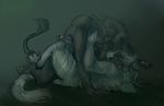  anthro blue_eyes blue_hair charr chyla claws fangs feline female green_eyes guild_wars guild_wars_2 hair horn koorii licking lying male mammal missionary_position nude on_back paws penetration sex straight tongue video_games 