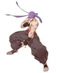  baggy_pants bandana fingerless_gloves gloves jpeg_artifacts lowres male_focus muscle official_art pants ribbon solo toeless_legwear tomoyuki_kotani topless tsunetsugu_jyuzumaru yatagarasu_(game) 