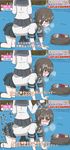  all_fours bdsm black_hair chain chained comic hanami hanami_trace_(meme) highres inazuma_(kantai_collection) kantai_collection looking_at_viewer masochism miyuki_(kantai_collection) multiple_girls not_on_shana parody partially_translated school_uniform serafuku short_hair sitting sitting_on_person translation_request yuri 