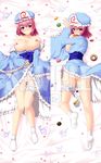  artist_name blush breasts bug butter-t butterfly cake cherry_blossoms dakimakura food hat huge_breasts insect japanese_clothes legs lying macaron multiple_views nipples obi off_shoulder petals pink_hair saigyouji_yuyuko sample sash short_hair smile socks touhou wide_sleeves 