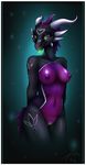  anthro black_skin breasts cynder-dragon-spyro dragon female feuriah green_eyes green_pussy green_tongue horn looking_at_viewer nipples purple_nipples purple_skin pussy scalie solo tongue tongue_out 