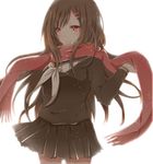  brown_eyes fringe_trim hiro_(hirohiro31) kagerou_project long_hair red_scarf scarf school_uniform solo tateyama_ayano 