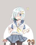  between_breasts blue_eyes breasts brown_hair fumizuki_(kantai_collection) hamakaze_(kantai_collection) highres kagerou_(kantai_collection) kantai_collection long_hair mochizuki_(kantai_collection) multiple_girls pantyhose satou_saya short_hair 