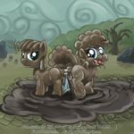  blue_eyes cub dildo double_dildo doubleheaded_dildo duo female feral friendship_is_magic lesbian maud_pie_(mlp) mud my_little_pony outside pinkie_pie_(mlp) rock_farm rocky_(mlp) sex_toy sibling sisters smudge_proof tongue young younger 