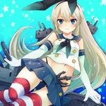  bad_id bad_pixiv_id black_panties blonde_hair blush boots cannon elbow_gloves flat_chest gloves hair_ornament hairband highleg highleg_panties kantai_collection long_hair panties rensouhou-chan sailor_collar sanada_nako shimakaze_(kantai_collection) skirt striped striped_legwear thighhighs turret underwear white_gloves 