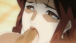  1girl angel_blade_punish animated animated_gif brown_eyes brown_hair cum cum_in_mouth ejaculation facial fellatio futanari kyoka_(angel_blade) mole oral penis uncensored 