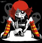  breasts ghost high_heels knife red_hair ruby_gloom ruby_gloom_(character) skull striped striped_legwear sukaponta 