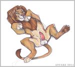  anyare balls feline feral green_eyes lion male mammal penis plain_background solo white_background zilvus 