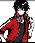  bespectacled black_hair glasses headphones jacket kagerou_project kisaragi_shintarou male_focus solo track_jacket wonoco0916 