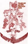  apple_bloom_(mlp) babs_seed_(mlp) blush bow cub cutie_mark_crusaders_(mlp) dialog easter english_text equine female friendship_is_magic group hair half-closed_eyes holidays horn horse jaxonian lesbian looking_at_viewer lying mammal my_little_pony on_back panties pony scootaloo_(mlp) smile socks sweetie_belle_(mlp) teats text underwear unicorn young 
