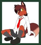  cub ethersaga female fox mammal robyn_(ethersaga) school_uniform sitting solo young 