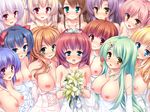  6+girls aki_kyouko blush bouquet breasts bride class_zenin_maji_de_yuri?! clothes_pull dress dress_pull elbow_gloves everyone flower game_cg gloves hatsuse_akira hiei_mami houshou_ayane izumi_meru jewelry kasuga_rinko kii_moeka kurama_miyuu large_breasts looking_at_viewer mbs_truth medium_breasts multiple_girls necklace nipples ogawa_masami smile suou_arina tanikaze_haruka wedding_dress yashima_yuzu 