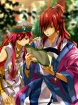  brothers chinese_clothes hat magi_the_labyrinth_of_magic multiple_boys nuriko-kun red_eyes red_hair ren_kouha ren_koumei scroll short_hair siblings 