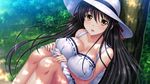  black_hair blue_gale dress game_cg hat long_hair natsu_doki! nemitarou sakurazawa_asami yellow_eyes 