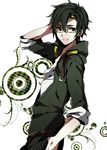  bespectacled black_eyes glasses green_hair hood hoodie kagerou_project male_focus seto_kousuke solo wonoco0916 