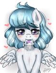  &lt;3 anthro anthrofied blue_hair blush cum cum_on_face equine eyes_closed female friendship_is_magic fur hair looking_at_viewer mammal mingamia my_little_pony pegasus plain_background purple_eyes purple_fur solo twilight_sparkle_(mlp) white_background wings 