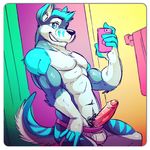  abs anthro biceps canine cellphone dog erection fur hair humanoid_penis iphone male mammal muscles nipples pecs penis phone seaside_(artist) selfie sheath solo toned topless uncut 