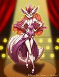  ankh brindle canine crossdressing ear_piercing etheras etheras_(copyright) feathers fennec fox fur girly hi_res high_heels lights looking_at_viewer male mammal piercing shoes solo white_fur yellow_eyes 