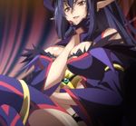  1girl breasts large_breasts long_hair queen&#039;s_blade queen's_blade queen's_blade_rebellion queen's_blade_vanquished_queens red_eyes screencap sitting solo stitched welveria werbellia 