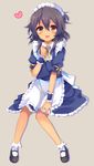  :d bad_id bad_pixiv_id bobby_socks dark_skin dark_skinned_male heart hoshino_daruku maid maid_headdress male_focus mary_janes open_mouth otoko_no_ko poooka ryuugajou_nanana_no_maizoukin shoes smile socks solo wrist_cuffs 