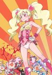  aono_miki blonde_hair blood blush boots bow bra breasts choker cure_berry cure_passion cure_peach cure_pine fresh_precure! hair_ornament hands_on_hips heart heart_hair_ornament higashi_setsuna highres isedaichi_ken long_hair magical_girl momozono_love multiple_girls no_pants nosebleed panties pink_bow pink_choker pink_footwear pink_panties precure red_eyes short_hair small_breasts smile twintails underwear wardrobe_error white_choker yamabuki_inori yellow_bra 