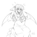  alternate_hairstyle blush breasts commentary_request flying_sweatdrops greyscale kaiser2050101 long_hair looking_at_viewer monochrome older pregnant remilia_scarlet simple_background small_breasts solo touhou white_background wings 