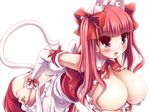  animal_ears blush borrowed_character breasts cat_ears cat_tail cleavage huge_breasts long_hair md5_mismatch morita_(moritania) original red_eyes red_hair solo srco tail undressing 