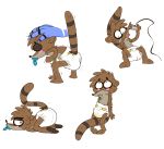  anthro cartoon_network clothed clothing diaper feces infantilism male mammal messing mordecai multiple_scenes peeing pooping procyonid raccoon regular_show rigby simple_background solo topless urine wetting white_background 