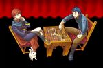  alcohol belt blue_eyes blue_hair board_game boots brown_eyes bunny cape chair chess circlet dat eliwood_(fire_emblem) fire_emblem fire_emblem:_rekka_no_ken goblet hector_(fire_emblem) male_focus multiple_boys red_hair sitting wine 