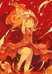  adventure_time armpits breasts dancing dress fiery_hair fire flambo flame_princess forehead_jewel long_hair one_eye_closed panties red_eyes small_breasts smile thighs underwear white_panties 