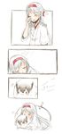  4koma animal animalization clothed_animal comic hairband itomugi-kun japanese_clothes kantai_collection long_hair muneate seal shoukaku_(kantai_collection) silver_hair sleeping taihou_(kantai_collection) zzz 