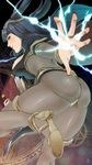  black_hair bodysuit book bracelet breasts bridal_gauntlets cape chichi_band fire_emblem fire_emblem:_kakusei hair_ornament jewelry large_breasts long_hair skin_tight smile solo tharja 