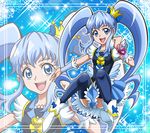  :d black_legwear blue_background blue_eyes blue_hair blue_skirt crown cure_princess frills full_body hanzou happinesscharge_precure! light_particles long_hair magical_girl mini_crown necktie open_mouth precure shirayuki_hime shoes sidelocks skirt smile solo sparkle thighhighs twintails wrist_cuffs zoom_layer 