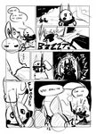  black_and_white comic english_text feral monochrome moon mudkip night nintendo outside pikachu pok&#233;mon pok&eacute;mon poochyena scarf sky text tom_smith torch video_games 