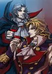  blonde_hair castlevania crossover dio_brando dracula grey_hair hideki jojo_no_kimyou_na_bouken multiple_boys patrick_seitz phantom_blood seiyuu_connection trait_connection vampire 