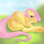  anus clitoris equine female fluttershy_(mlp) friendship_is_magic fur hair horse mammal my_little_pony nude pegasus pink_hair plain_background pony pussy pussy_juice sky solo tenshimi tongue vaginal wings 