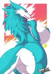  blue_fur breasts butt collar female fur lionalliance looking_at_viewer nipples nude sergal solo valkyrie_the_corrupt_sergal white_fur 