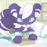  &#12527;&#12489; ?? blanked blush cat feline inside lamp male mammal meowstic nintendo pillow pok&#233;mon pok&eacute;mon tears underwear urine video_games wet window 