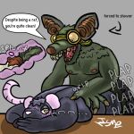 1:1 anal anthro blush bodily_fluids cum cum_inside drop_shadow duo english_text eyewear female furniture genital_fluids genitals goggles head_tuft iris_(ishitmypants) ishitmypants league_of_legends male male/female mammal murid murine nails penis prostate prosthetic prosthetic_hand rat rat_tail riot_games rodent sex sharp_teeth table tail teeth tencent text trans_(lore) trans_woman_(lore) tuft twitch_(lol)