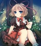  blonde_hair bloomers blue_eyes bow bowtie dress hair_bow medicine_melancholy moccy sitting solo touhou underwear 