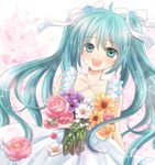  aqua_eyes aqua_hair dress flower hatsune_miku long_hair maekawa_suu ribbon solo twintails vocaloid 
