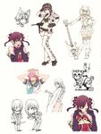  animal animal_ears arisugawa_shii ass bell boots breasts cat_ears chibi cleavage goggles green_eyes guitar gun helmet highres horns instrument jingle_bell legs long_hair medium_breasts mirei-san multiple_girls non-non pink_hair purple_hair sera-chan short_hair sword thighhighs weapon wild_flower yamashita_shun'ya 