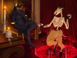 2019 ambiguous_gender anthro black_body black_fur black_penis bovid brown_body brown_fur candle canid canine caprine caprine_demon chair claws conop conop-8888 curtains demon duo erection foreskin fur furniture genitals glowing glowing_eyes goat_demon hooves inside male mammal on_chair open_mouth penis red_eyes sitting sitting_on_chair summoning_circle tail yellow_eyes