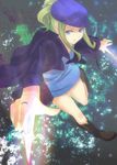  bad_id bad_pixiv_id blade blonde_hair blue_eyes boots copyright_request foreshortening hamu_(i33095) hat madoromi_no_sephiroth solo tree weapon 