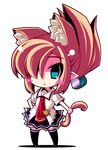  :3 animal_ears blonde_hair blush_stickers cat_ears cat_tail chibi extra_ears full_body green_eyes hair_over_one_eye holding_own_tail marine_(crazy_developers) necktie original pointy_ears rikumaru school_uniform sidelocks skirt solo tail tail_grab thighhighs transparent_background zettai_ryouiki 