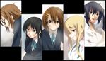  akiyama_mio black_hair blonde_hair blood blue_eyes brown_eyes brown_hair bruise column_lineup commentary cuts face hair_ornament hairclip hirasawa_yui ikari_manatsu injury k-on! kotobuki_tsumugi long_hair multiple_girls nakano_azusa school_uniform short_hair tainaka_ritsu tears torn_clothes twintails 